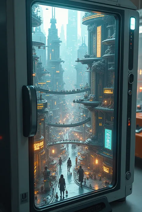 A luxurious city inside a vending machine