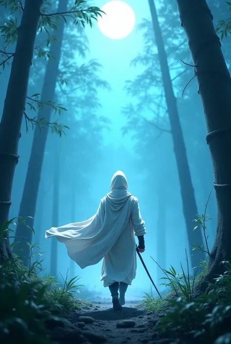 ### **Title**: *White Ninja: Shadows of the Forbidden Scroll*

---

### **Opening Scene (0:00 - 0:30)**  
The screen fades in to a mystical, moonlit forest shrouded in mist. A lone figure cloaked in white dashes across the treetops with incredible agility,...