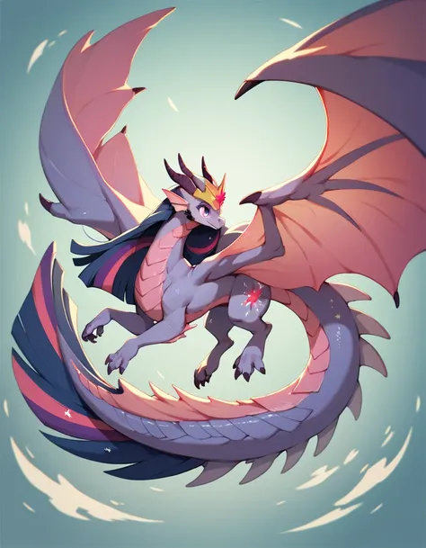 Full rein Dragon black princess twilight sparkle women huge wings and huge tail full body dragon.