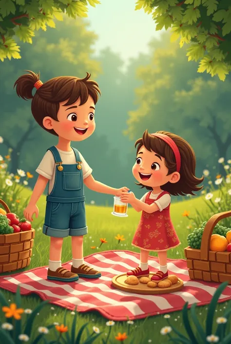 One day , Mom and dad,  decided to surprise their ren and have a picnic in a large garden.  and September were very excited ,  made preparations and set off with a huge basket full of food .  ,  In the early morning everyone woke up . anne,  with fragrant ...