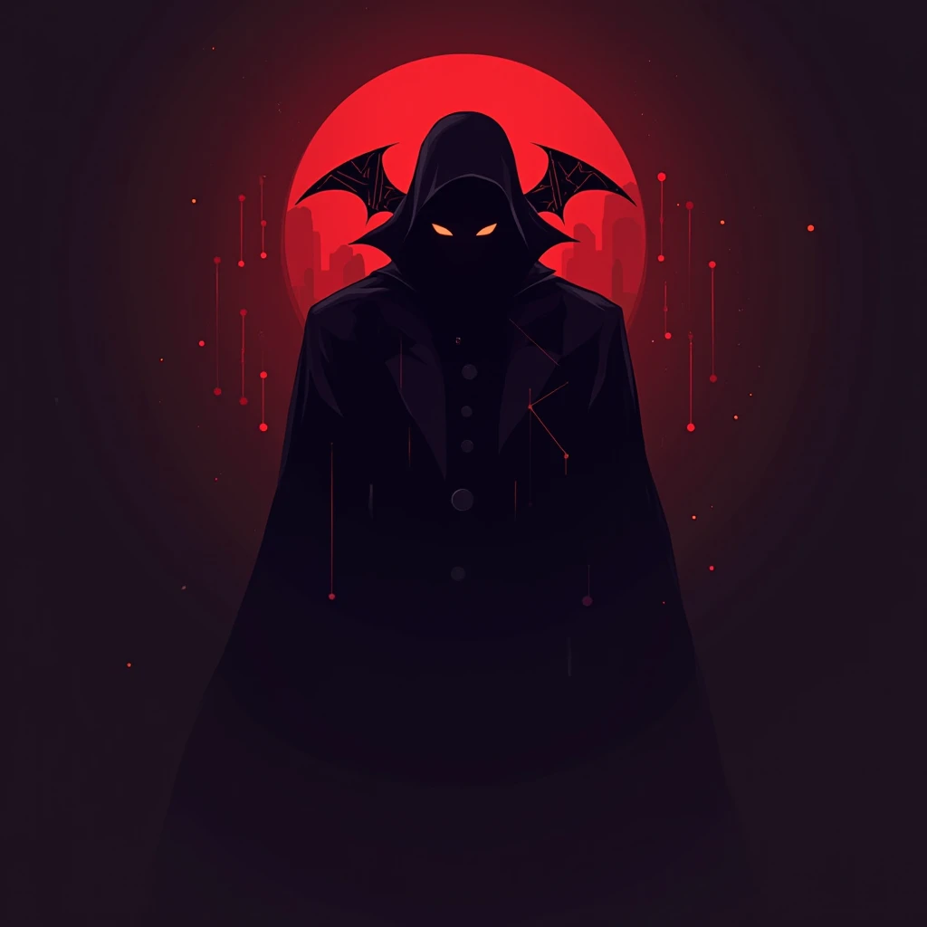  A minimalist logo for a tabletop RPG system focused on terror and mystery,  with vampires as central characters .  The logo must convey a dark and intriguing feeling ,  using predominantly the colors red or purple ,  that evoke blood and night . O design ...