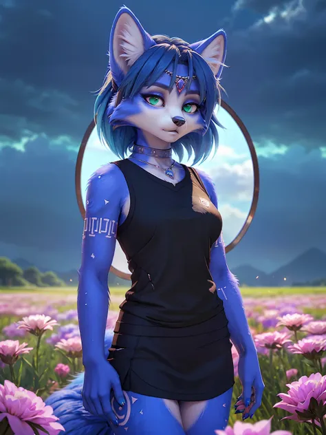 ((krystal)), Star Fox-Krystal, lovable,     green eyes, (((    long blue hair 1  .3))), Decollete, anthro, blurred,  detailed Fluffys fell,    detailed face  , (Fluffy),     1 girl, ,woman, Goth,     green eyes, Undercut,   ultra-realistic 8k CG    ,     m...