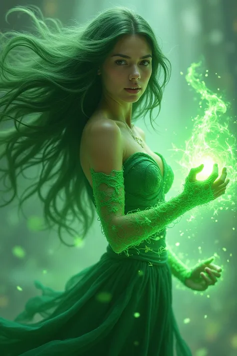 green girl with green power