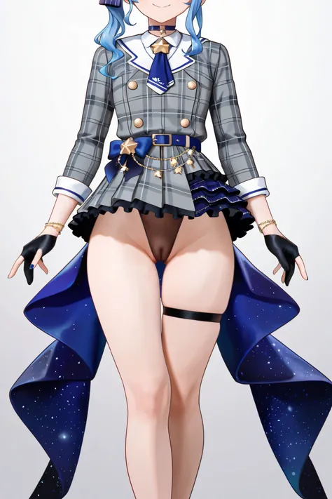 NSFW, Masterpiece, top quality, high resolution, very detailed, Hoshimachi Suisei\( Hololive\), Magic Girl, leotard, high leg, micro mini skirt , detachable sleeves with crotch, waist cape 