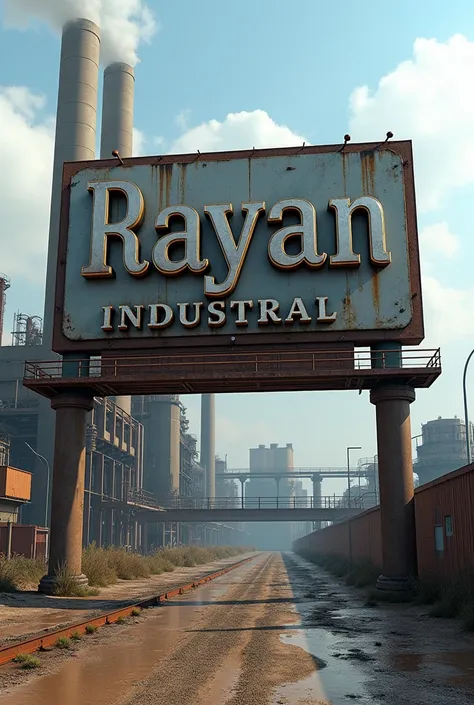 Créer une photo de plaque de pub de ce logo en photo  de usine rayan industrial 