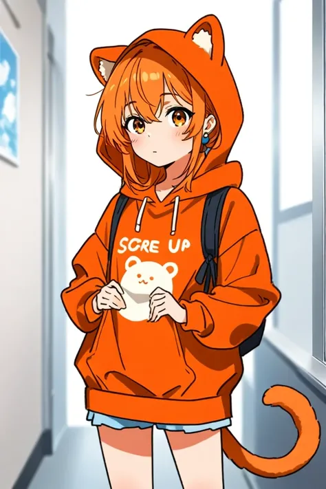 Make an illustration of the person in the orange hoodie like these two