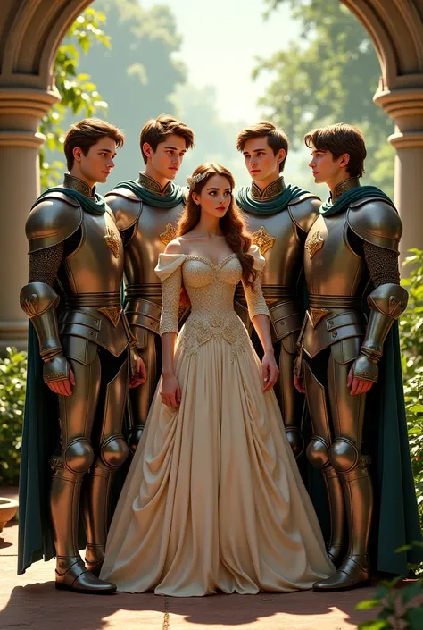 4 handsome young knights and the princess