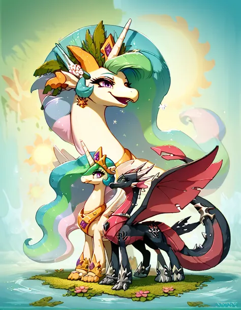 Full rein Dragon black princess Celestia cynder women huge wings and huge tail full body dragon.