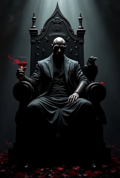  is a professional design for the character of the King of Darkness sitting on his throne with crows and darkness while holding a glass of wine and his mother. 
. The most important thing is that it is very excellent and the degree of light is excellent.  ...