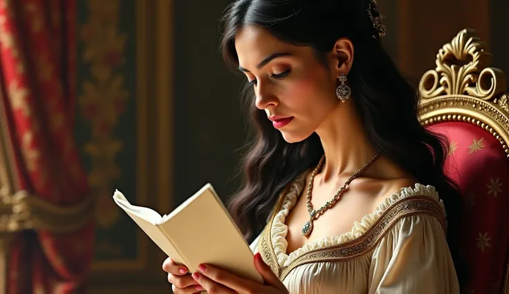 hebrew very beautiful queen reading a letter