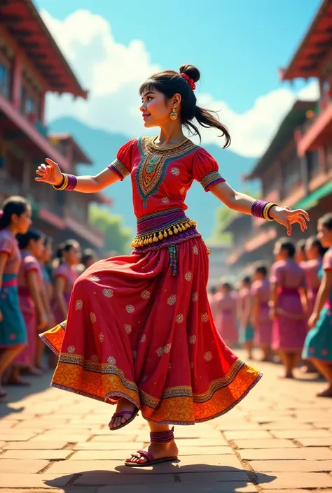 A Nepalese girl wearing hottest clothes and Dance 
