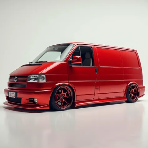 I wanted an image of a Volkswagen Transporter T4 2.4 1997 all in red glass with bbs rims