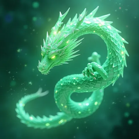 An emerald diamond dragon that shines brightly 