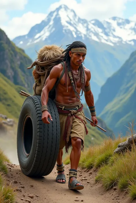 Inca Chasqui with a truck tire 