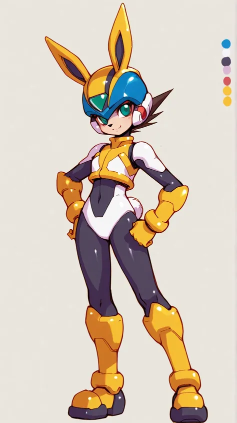 Female furry teenager sara the Bunny pony Megaman zero style character design il Megaman zero style character design 