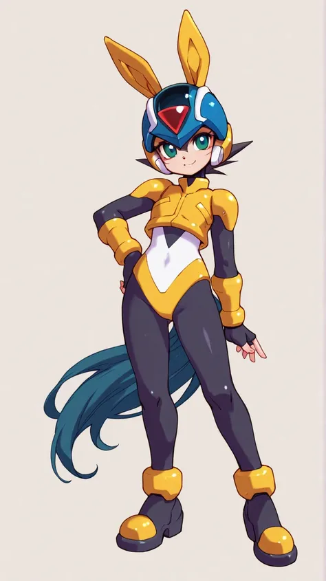 Female furry teenager sara the Bunny pony Megaman zero style character design il Megaman zero style character design 