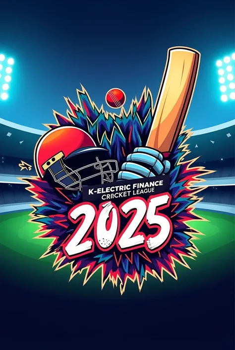 K-Electric Finance Cricket League 2025
Image Analysis:

The image showcases a vibrant and dynamic visual representation of the K-Electric Finance Cricket League 2025.
It features various elements associated with the sport of cricket, including:
A cricket b...