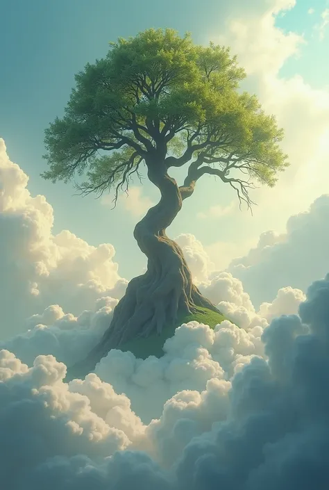 Arbre sur nuage rivière qui coule au pied de l'arbre
