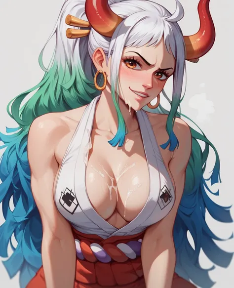 Yamato, de One Piece, NSFW, semen, big tits.