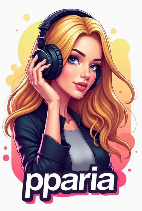 The actress is a blonde girl with headphones who broadcasts. Let it be in the form of a logo and write it under the name of the broadcaster. The name of the broadcaster is "PPARİA"