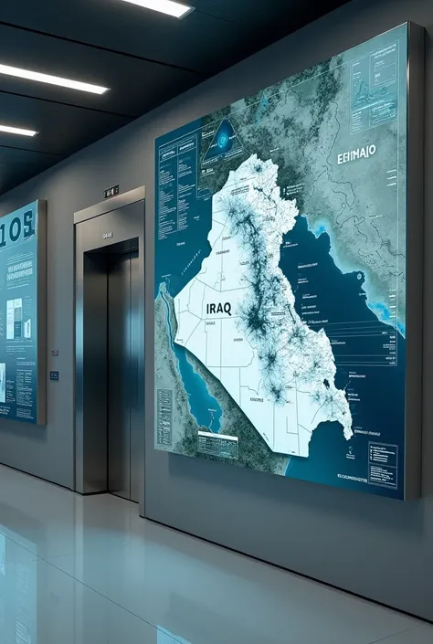 Wall board iraq map and elevator 