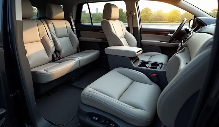 generate ultra realistic image of Honda Odyssey inside view of seats high resolution