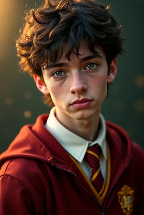 Axel Potter Black de 16 años con el uniforme de Gryffindor 