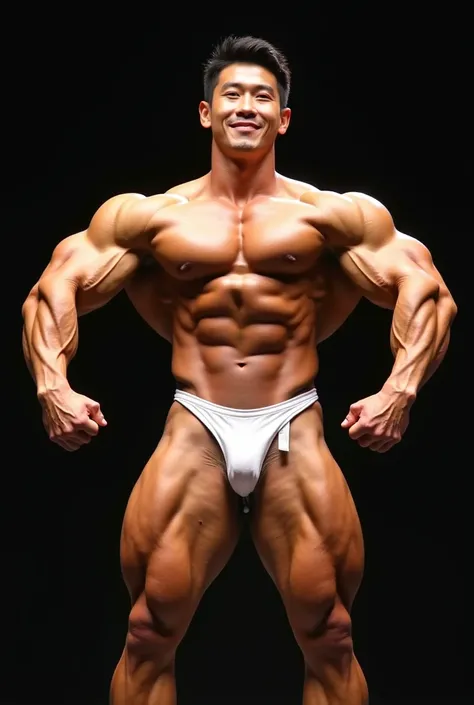 Asian,handsome,Japanese, pro bodybuilder,young guy,wear white bodybuilding posing trunk,big bulge brief,huge muscles,huge biceps,huge shoulders,huge quads,huge arms,six pack abs,veiny muscles,Roided big muscles ,volume bulk muscle,

,vascular prominence mu...