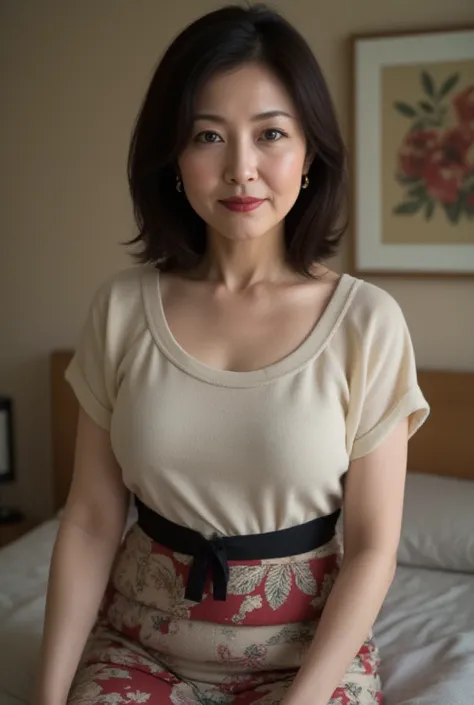   mature woman、  Japanese、48 years old (Mature Beauty: 1.5)、 kind, Enchanting Smiles 、( nasolabial folds :1.4)、  Natural Aging  、Warm Eyes 、(  upper body close-up shot :1.3)、  Soft  , Natural wrinkles 、  clean skin (1.4)、  very detailed (1.4)、 Unmatched Be...