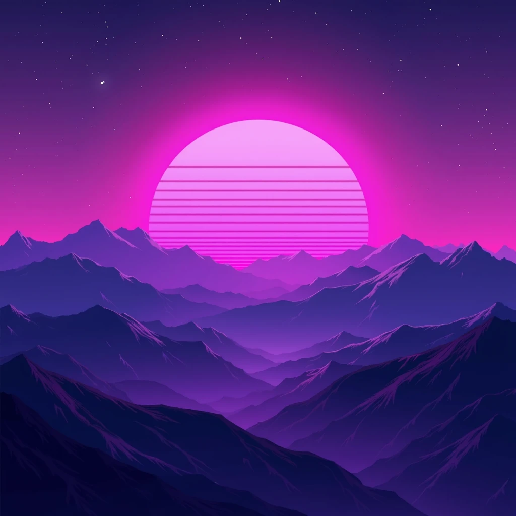 a close up of a purple and blue sunset over a mountain range, vaporwave lighting style, vaporwave wallpaper environment, neon synth wave, vaporwave sunrise background, neon landscape, retrowave vibes, retro-wave vibes, retro pink synthwave style, synthwave...