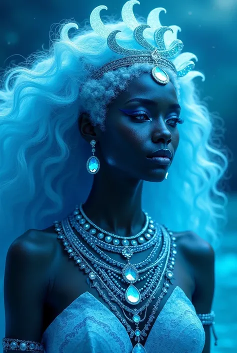 Image of Yemanjá in the color blue with her silver accessories, In honor of her day which is February 2nd 