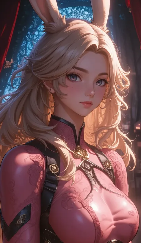 Close up of an animated Viera girl, Rosedraw Pastel Vivid, Rossdraws comics、Vivid, anime style 4k with AK5 rifle, beautiful anime style portrait , art germ colorful !!!, ! Dream Art Germ, beautiful anime girl , Anime-Style Digital Art , Anime Art W...