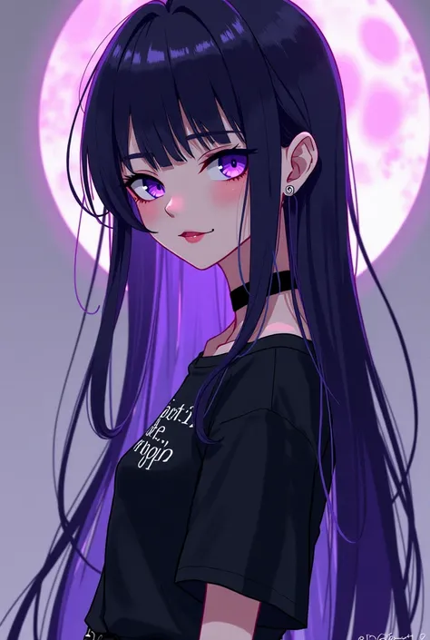 Age: 16 Gender: Female Appearance: A slender age girl with pale skin and delicate features. She has long, straight black hair with dark purple highlights that falls past her shoulders, often partially covering her right eye. Her eyes are blue accompanied b...