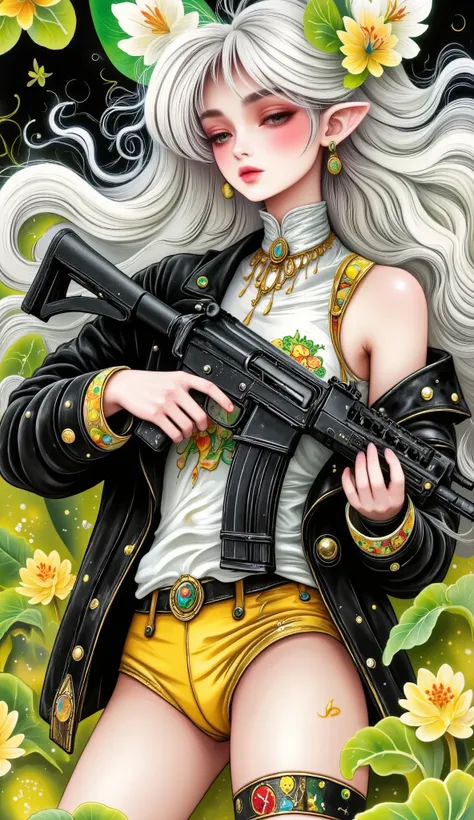 unrealistic game engine :1.4, CG ultra realistic 64K , photorealistic :1.4, The skin texture is visible :1.4, masterpiece:1.4, posing behind a beautiful woman holding a gun, ak-47, Assault Rifle, Kalashnikov rifle , activator_Discipline, In comba...