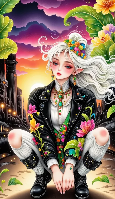 ((ultra wide angle x0.5:1.5, Bottom view of the camera, Pin on Cybergoth:1.5)), ((selfie:1.4, young beautiful woman crouching:1.3, Pin on Cybergoth, wearing Pin on Cybergoth clothes, various vibrant colors and decorations :1.3, dynamic pose)),((industrial ...