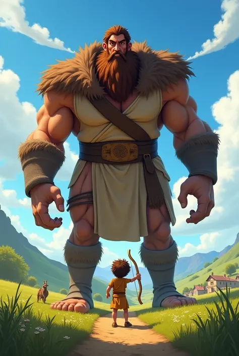 David and Goliath Disney Pixar style 