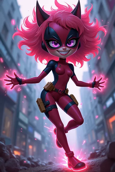 Create a shape-shifting character in the form of a cartoon Deadpool's ex-girlfriend