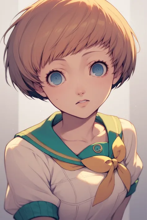 Chie Satonaka from Persona 4 ,  short hair, dizzy