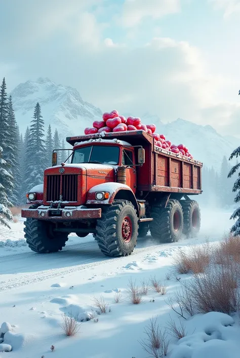 MAN's big truck travels across Russia and carries Valentines 