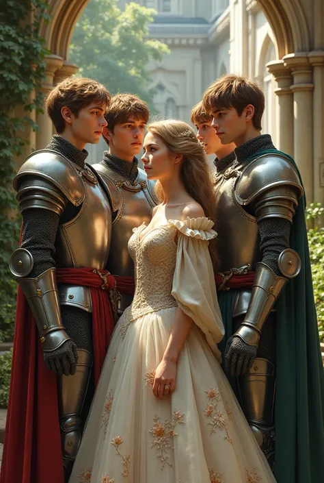 4 handsome young knights and the princess