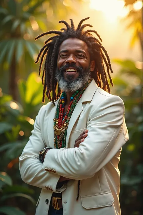 Rasta man with a white jacket