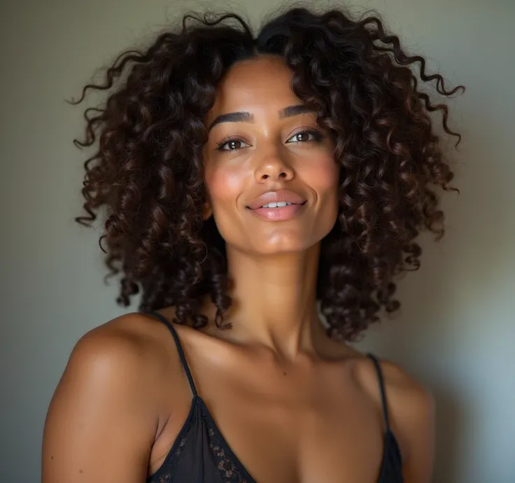 Une belle jeune femme avec des cheveux très courts 
