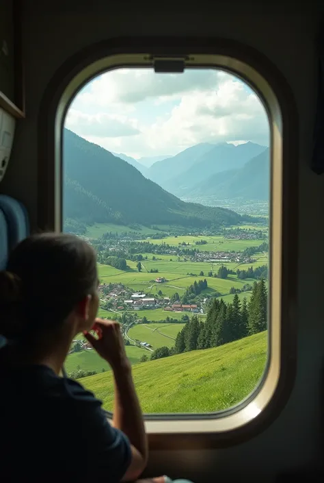  looking out from a train window 