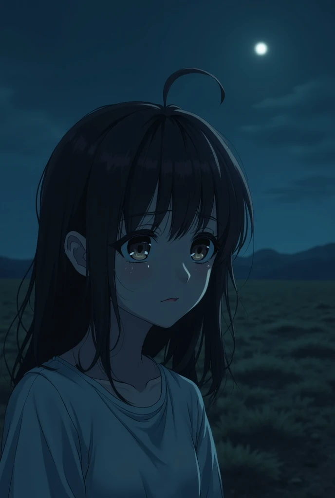 An 18-year-old anime girl was abandoned in a desolate place at night, and the girl cried.