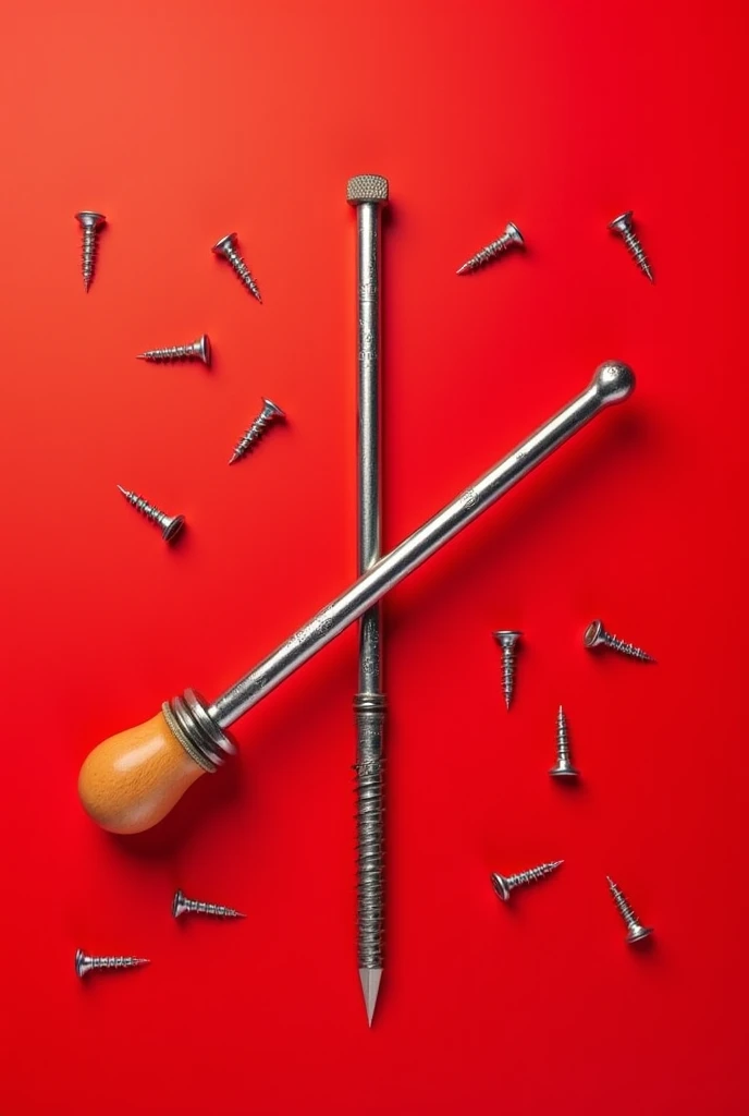  screwdriver on a red background, Screws , screw board