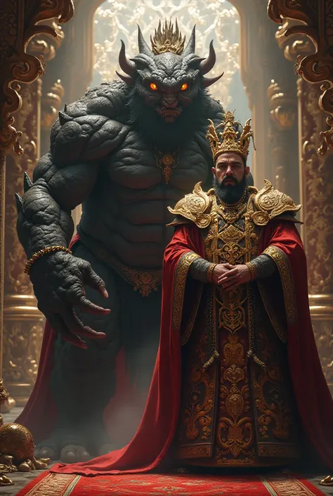 A one-eyed monster next to an emperor
