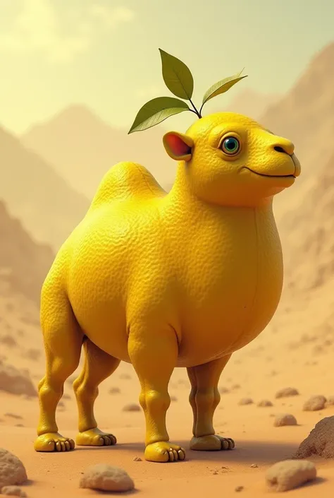 Create a image of a half camel half lemon