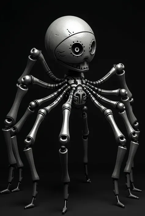 Um Animatronic estilo Five Nights at Freddy (fnaf).  The Animatronic must be an Argiope Argentata spider(Silver Spider ).  It is a male robot ,high, with four long arms , and four legs .  four eyes,no hair,the legs of the legs are pointed , and the Animatr...