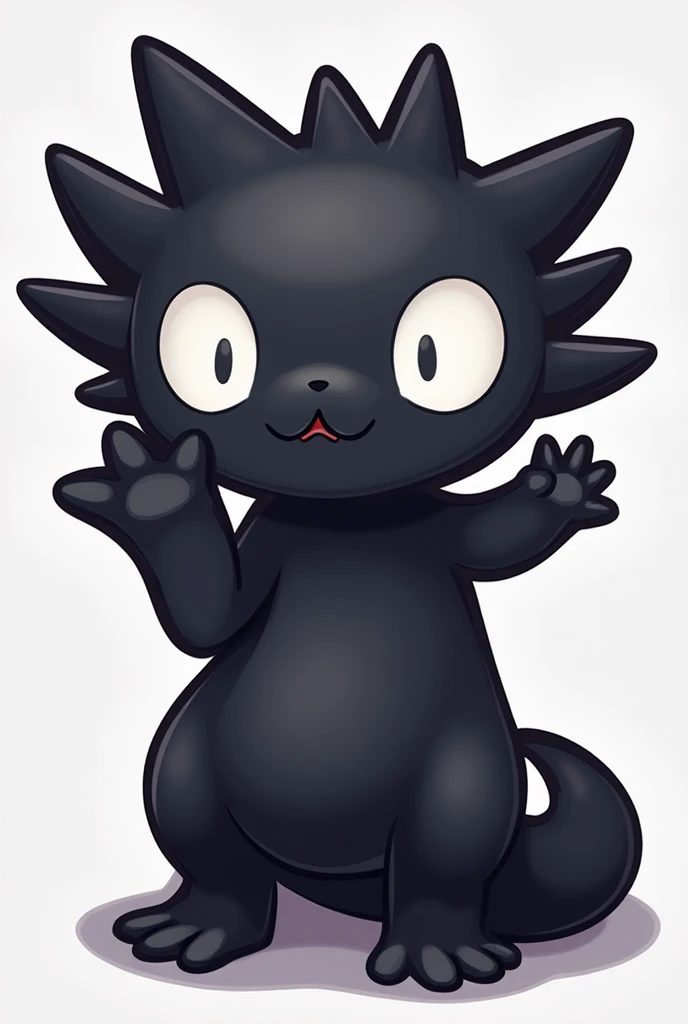  I want you to create a set of personalized emojis for Twitch with the following characteristics:  

- Character:  A stylized shadow axolotl with an expressive and detailed design .  
- Color:  Shadow-like black body , with totally white bright eyes, witho...