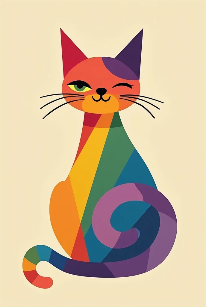 abstract cat print with colors of the LGBT flag